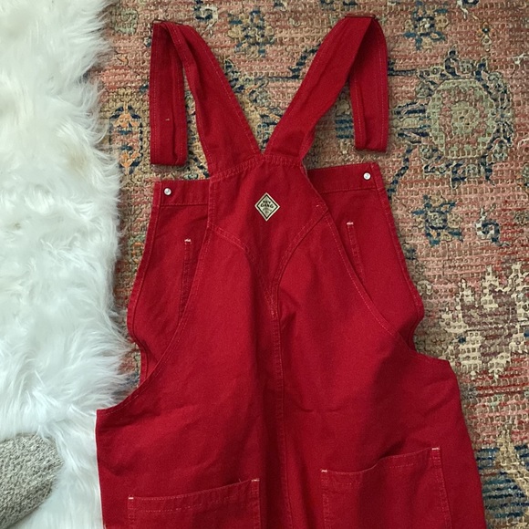 SOLD Hey Gang red knee patch overalls - Picture 7 of 9